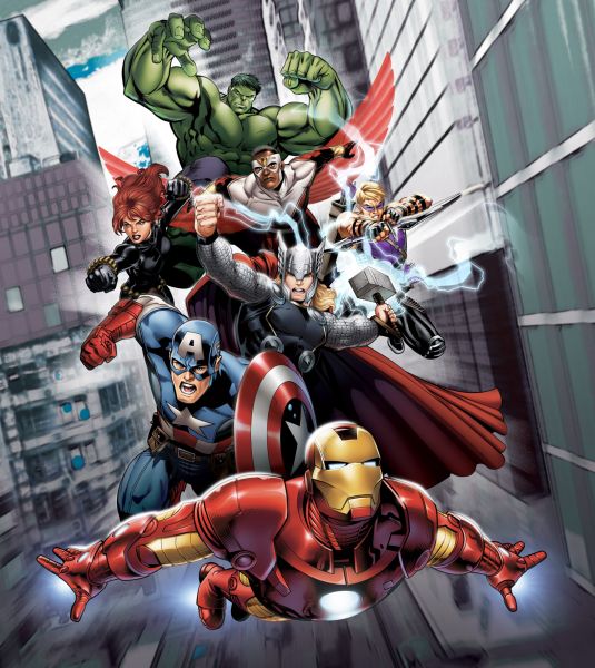 Fototapet Disney Avengers la lupta - 180x202 cm (pe comanda 2 sapt)