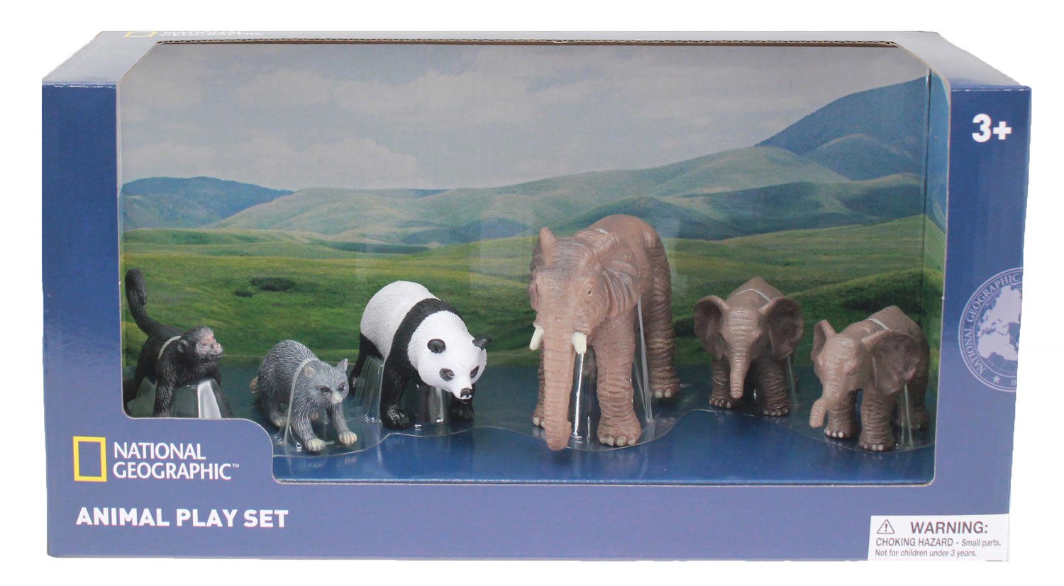 Set 6 figurine - Elefantul si puii, Maimuta, Raton, Urs Panda