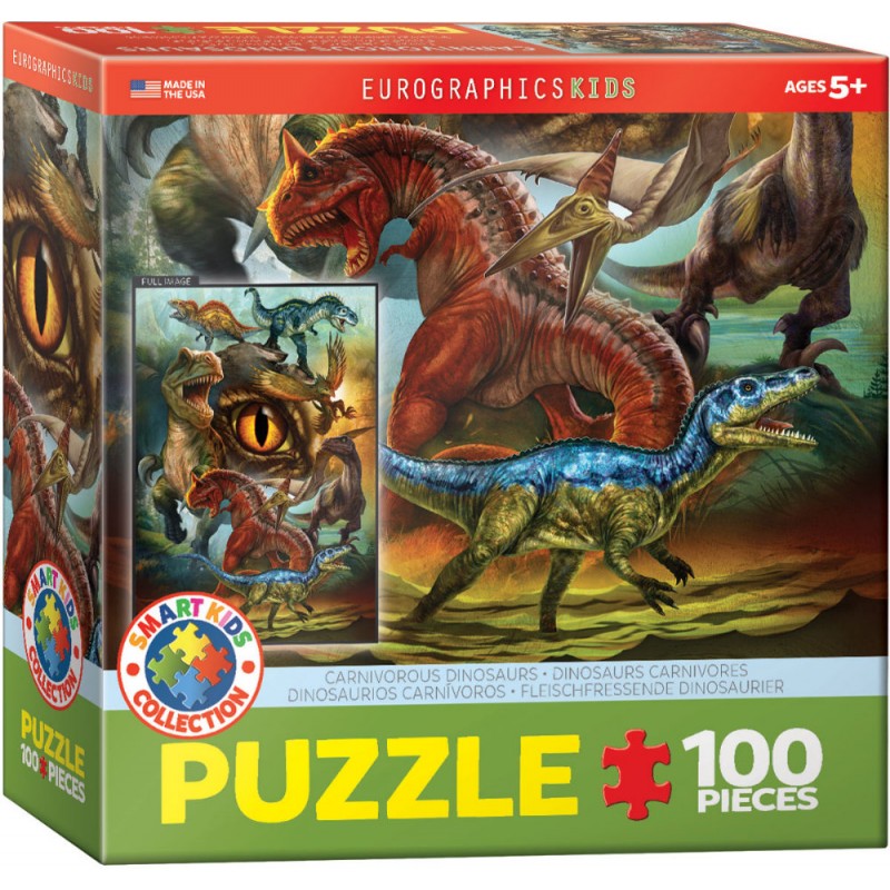 Puzzle 100 piese Carnivorous Dinosaurs