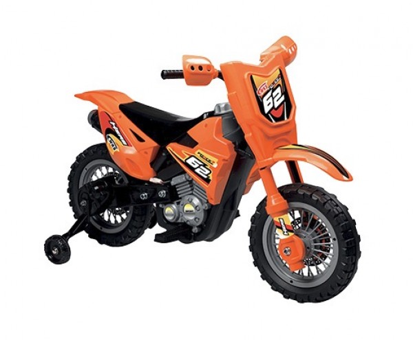 Motocicleta electrica pentru copii Enduro Motocross 6V portocalie cu telecomanda control parinte