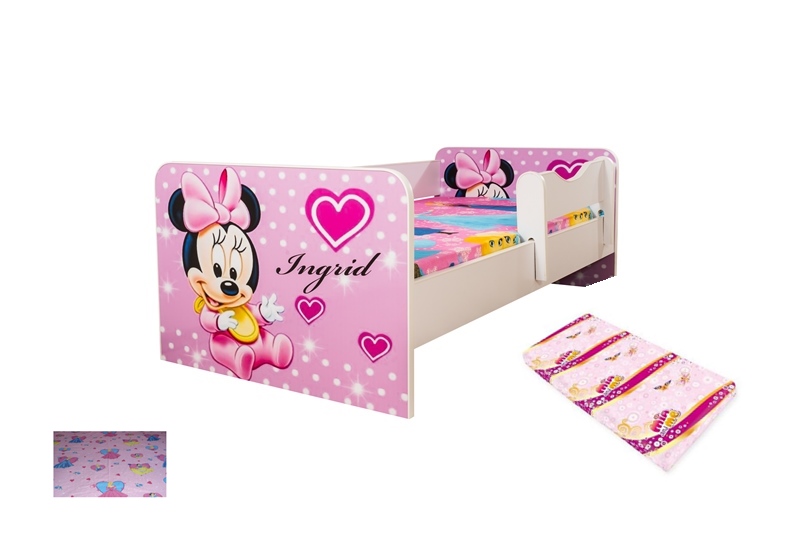 Promo pat junior Bebe Minnie cu saltea si lenjerie cadou