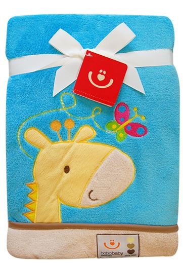 BoboBaby Paturica microfibra 76x 102cm - KCSN-18 girafe blue