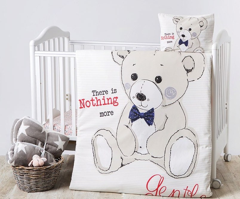 Lenjerie patut cu 3 piese 140x70cm si baldachin 200/540 Teddy Bear