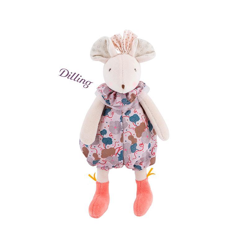 Jucarie plus bebe zornaitoare Soricica Lala roz, 0 ani+, Moulin Roty