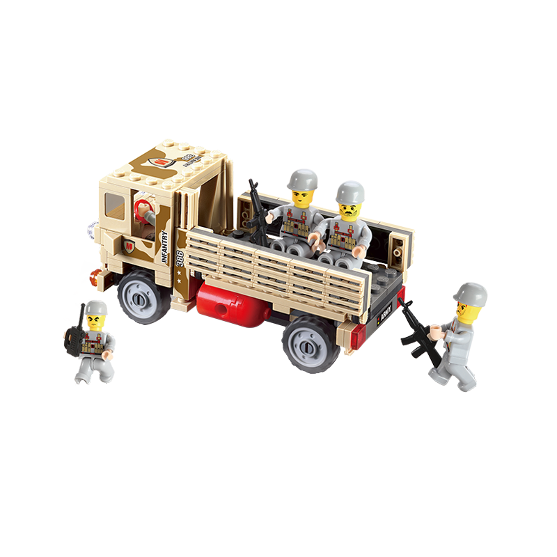 Set cuburi constructie MyArmy Camion militar, 183 piese, Blocki