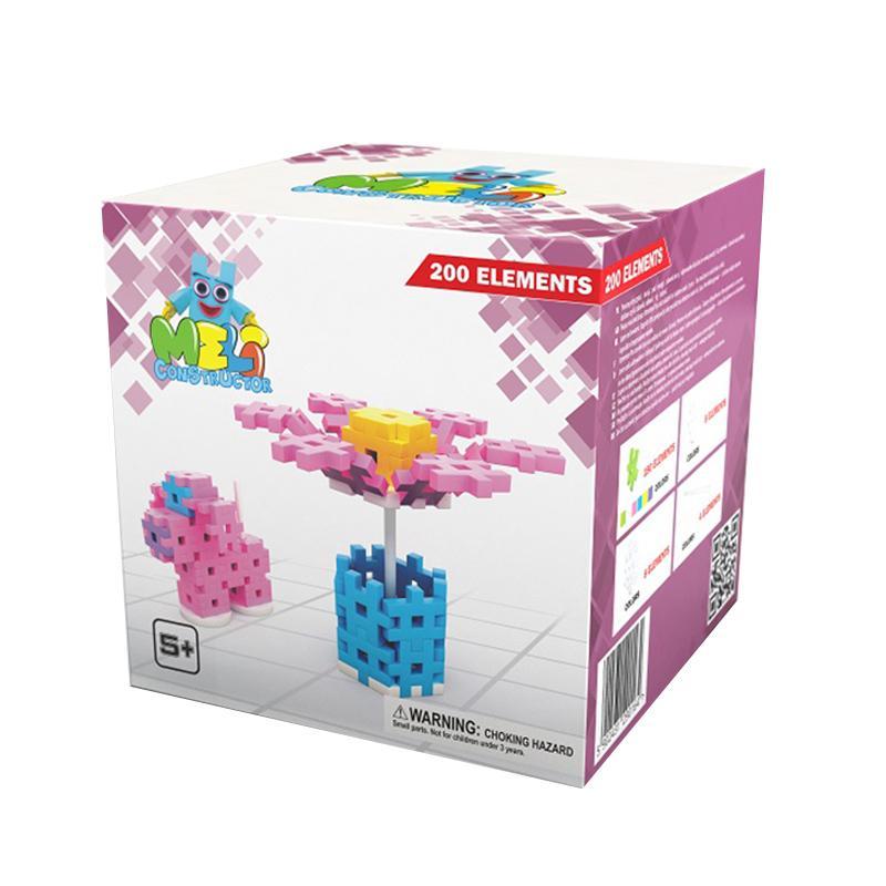 Set de constructie creativa Constructor Pink 200 piese, Meli