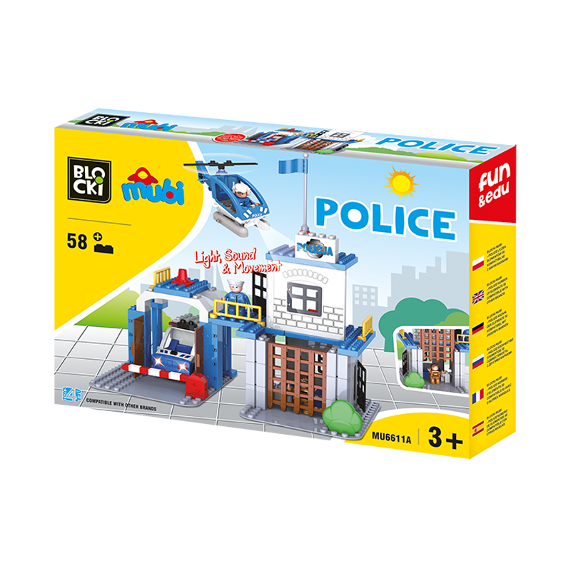 Set cuburi constructie mari Mubi Statia de politie, 58 piese, Blocki