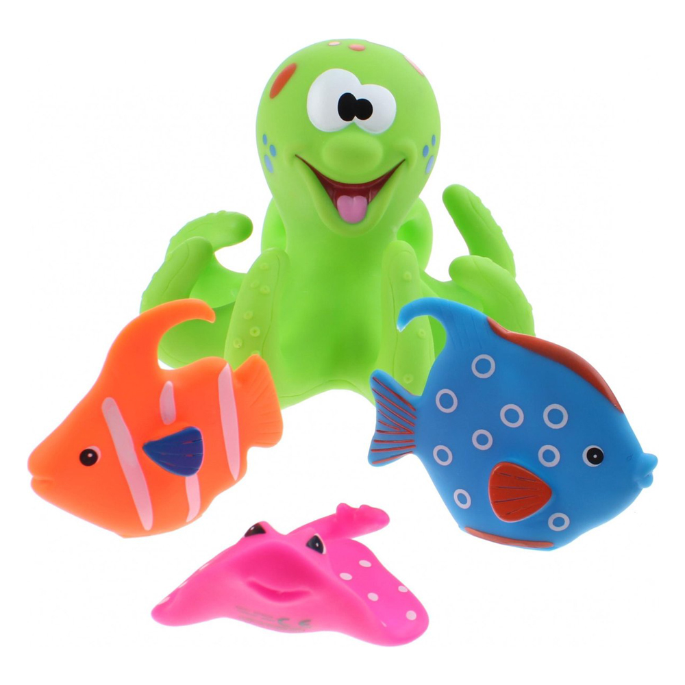 Jucarie de baie Caracatita cu 3 Pestisori Eddy Toys Verde