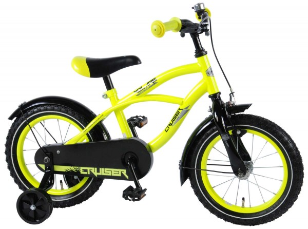 Bicicleta pentru baieti Volare Yellow Cruiser 81419 14 inch cu roti ajutatoare si frana de mana