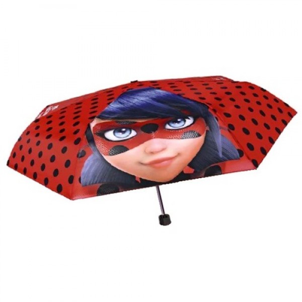 Umbrela manuala 50 cm cu inchidere cu siguranta si protectie pentru vant Miraculous Lady Bug