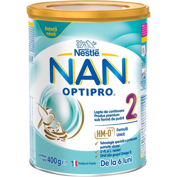 Lapte de continuare pentru sugari Nestlé NAN OPTIPRO 2 HM-O, de la 6 luni, 400g