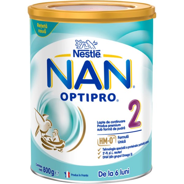 Lapte de continuare pentru sugari Nestlé NAN OPTIPRO 2 HM-O, de la 6 luni, 800g
