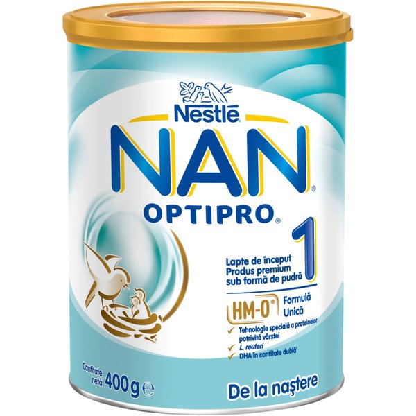 Lapte de inceput pentru sugari Nestlé NAN OPTIPRO 1 HM-O, de la nastere, 400g