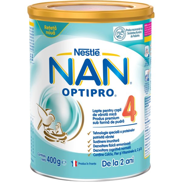 Lapte pentru copii de varsta mica Nestlé NAN OPTIPRO 4, de la 2 ani, 400g
