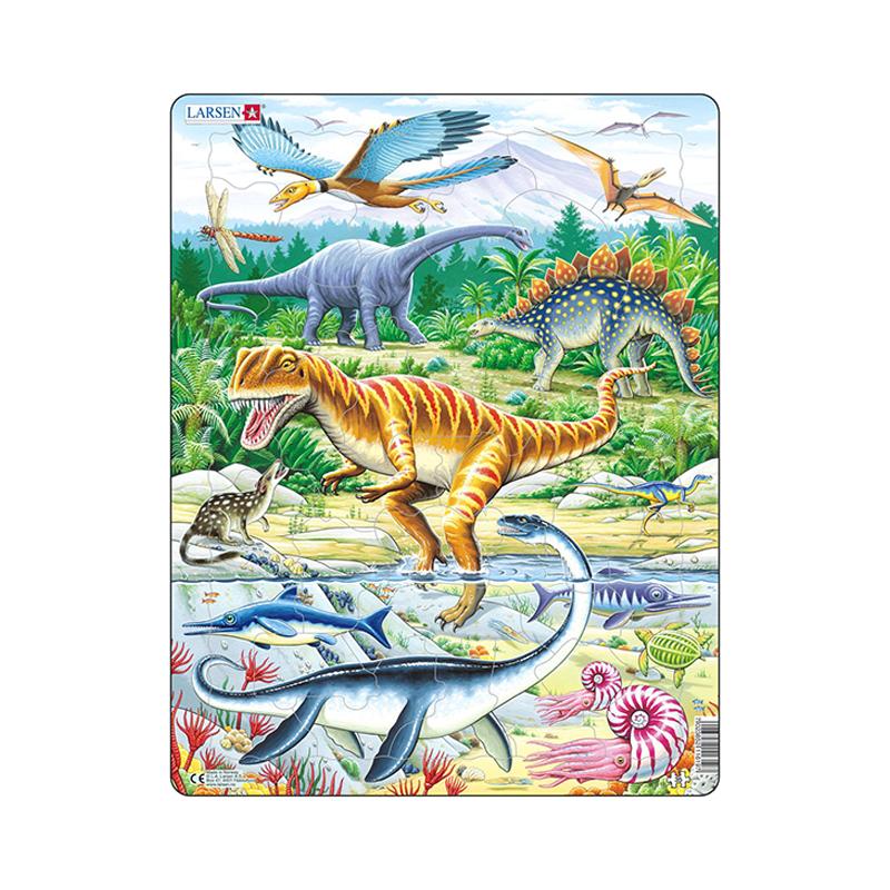 Puzzle maxi Dinozauri, orientare tip portret, 35 de piese, Larsen