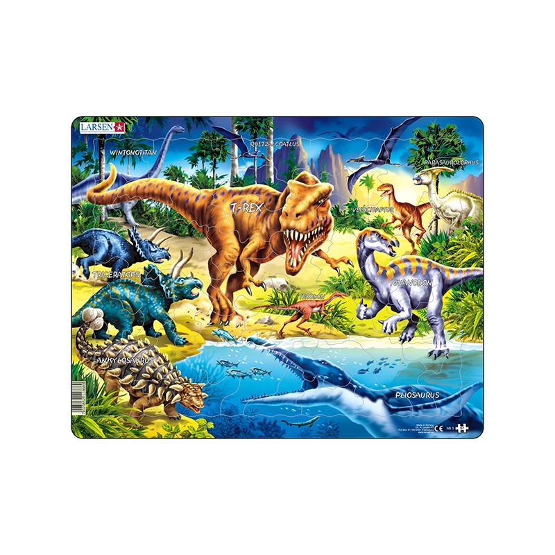 Puzzle maxi Dinozauri din perioada cretacica, orientare tip vedere,57 de piese, Larsen