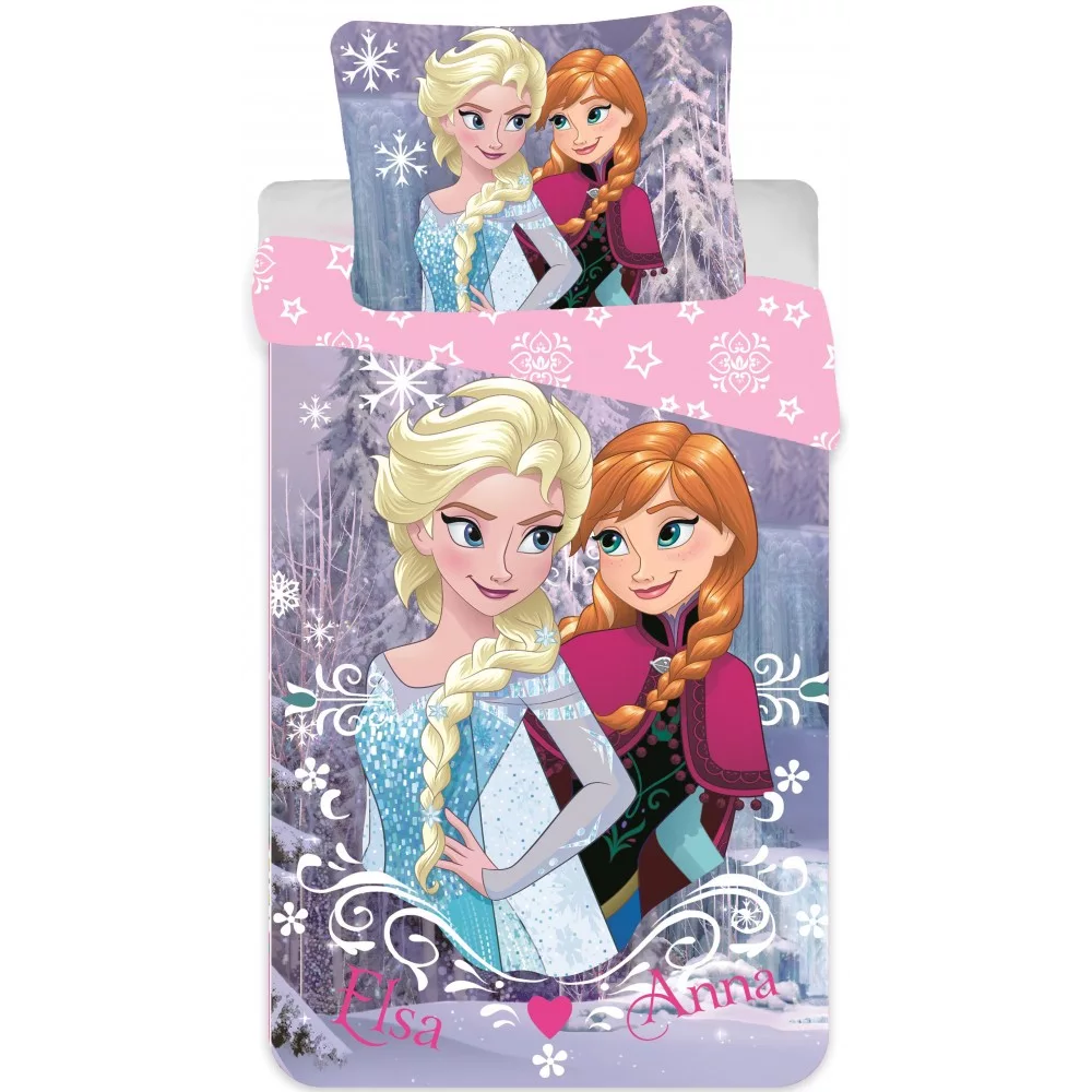 Set lenjerie pat copii Frozen Elsa and Anna 90x140 + 40x55 SunCity CTL69865A