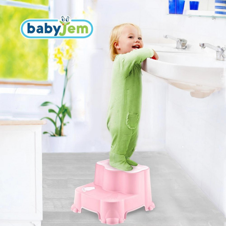 Inaltator cu doua trepte babyjem step stool (culoare: roz)