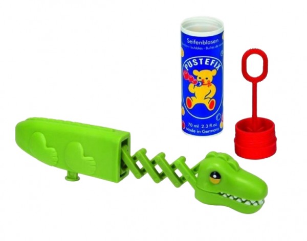 Set baloane de sapun Pustefix cu jucarie crocodil cu brat retractabil pentru a prinde baloanele de sapun 70 ml
