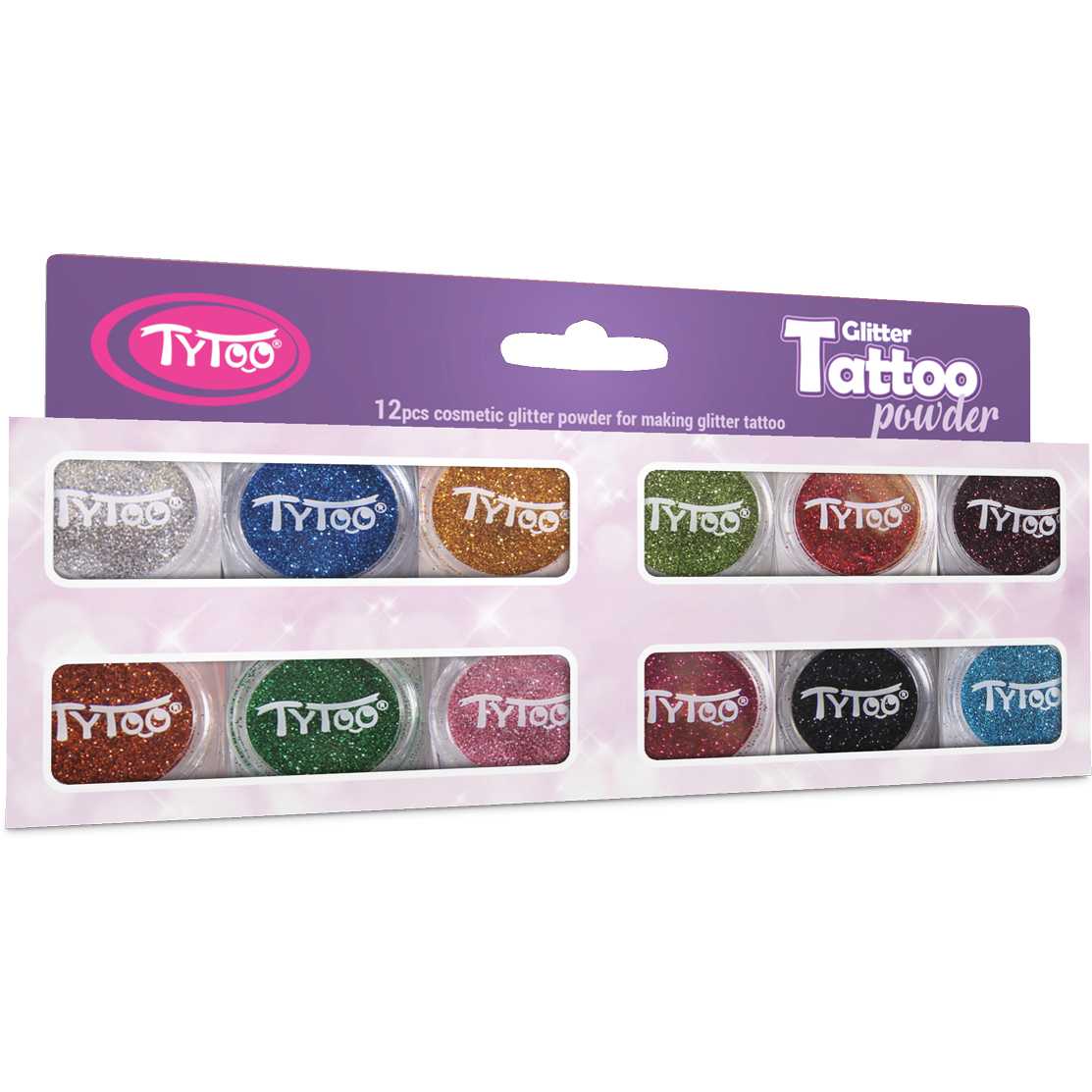 Set 12 recipiente cu sclipici pentru tatuaje temporare Tytoo KKCPU2520008