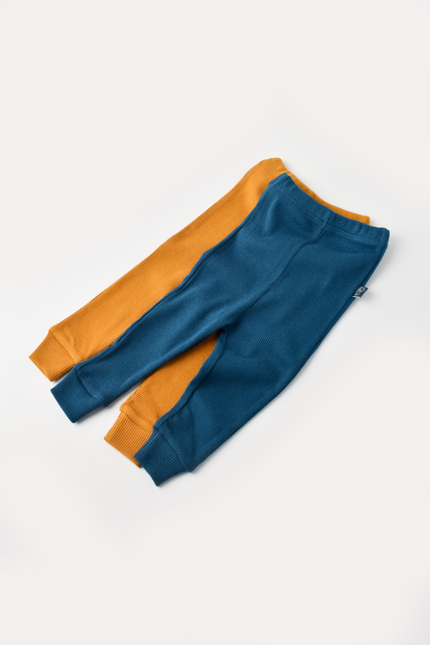 Set 2 pantaloni bebe unisex din bumbac organic si modal - bleumarin/sofran, baby cosy (marime: 6-9 luni)