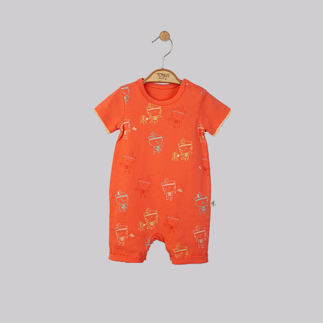 Salopeta de vara tabara pentru bebelusi, tongs baby (culoare: portocaliu, marime: 6-9 luni)
