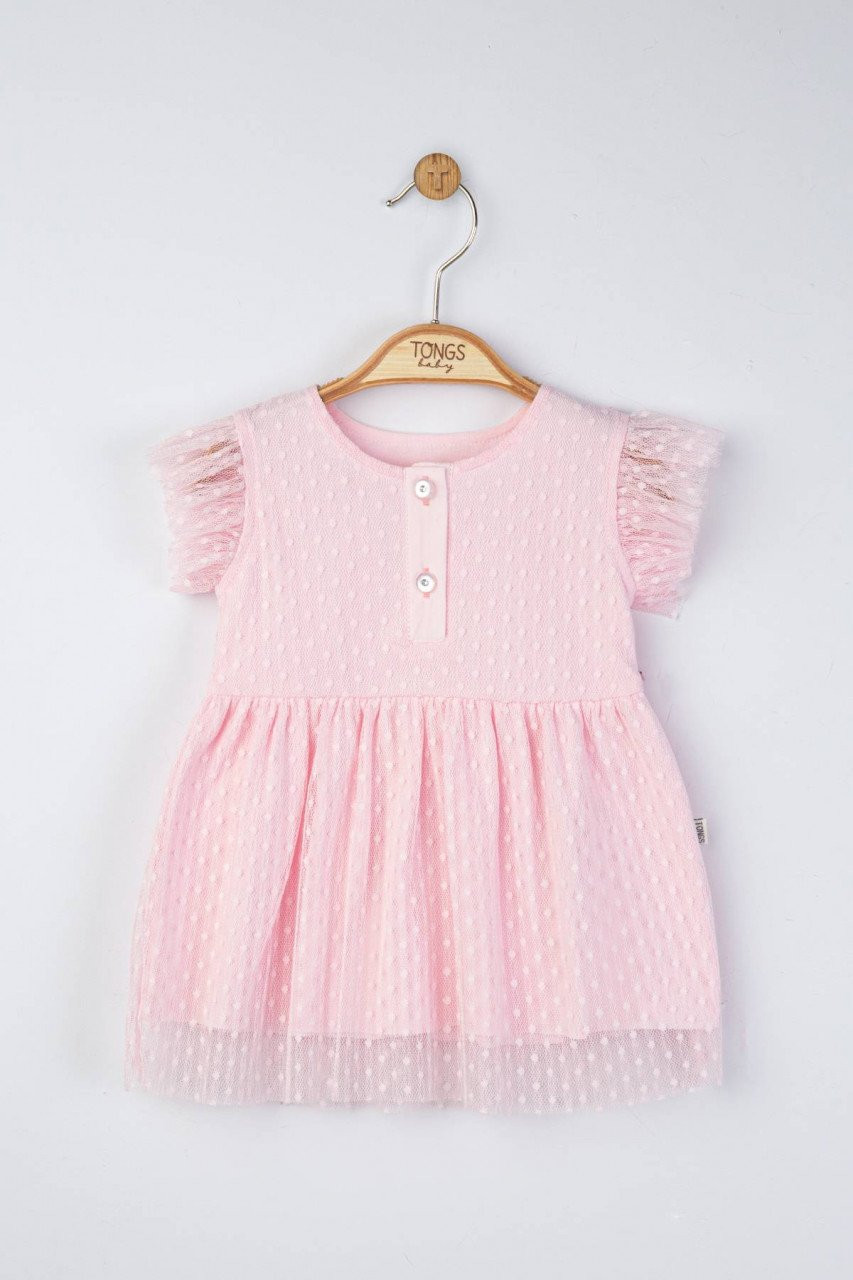 Rochita eleganta cu tulle pentru fetite, tongs baby (culoare: roz, marime: 9-12 luni)