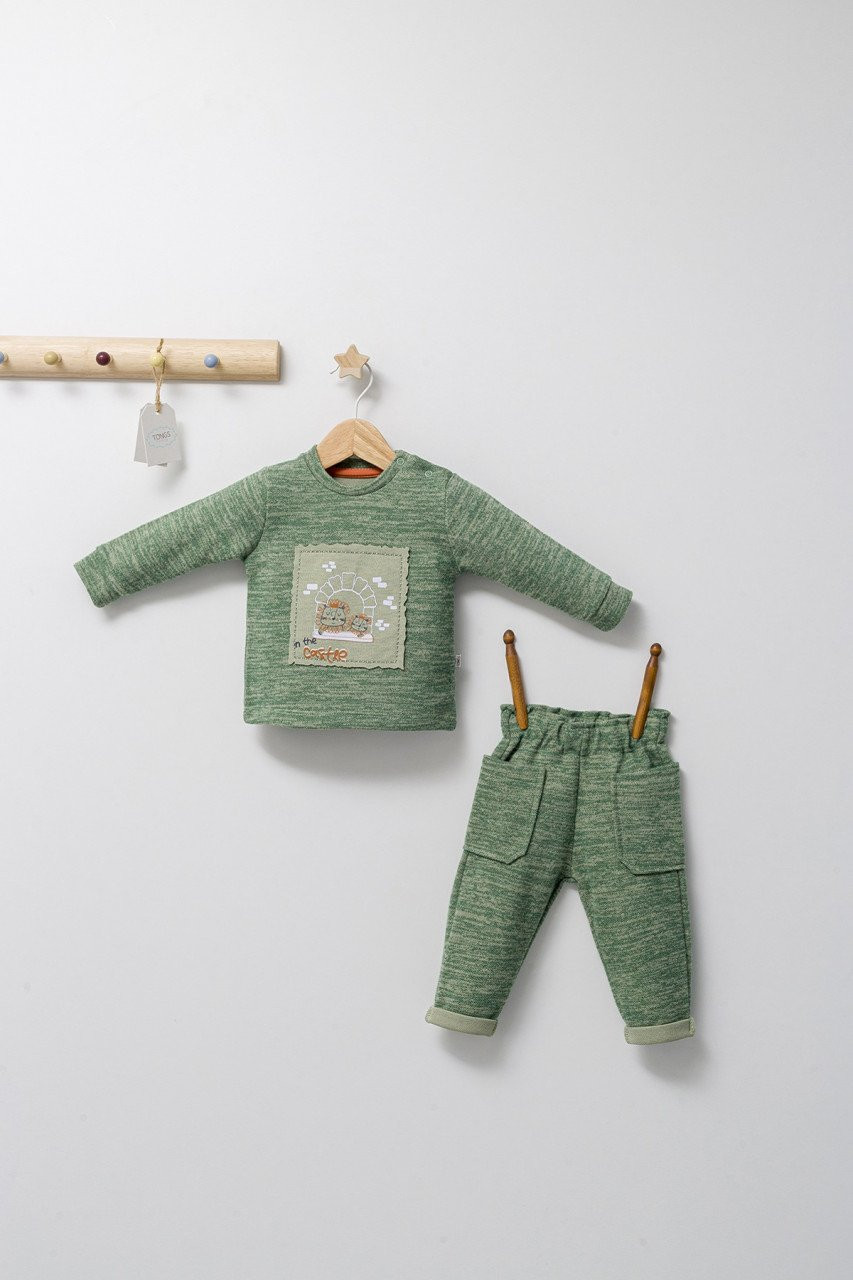 Set 2 piese cu bluzita si pantalonasi de iarna king, tongs baby (culoare: verde, marime: 18-24 luni)