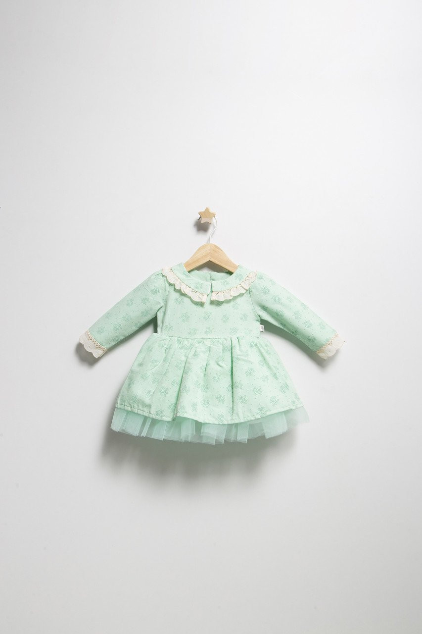 Rochita eleganta pentru fetite elbise, tongs baby, cu tulle si volane (culoare: verde, marime: 18-24 luni)