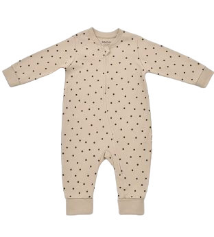 Salopeta cu fermoar si buline girafa, babycosy, 100% bumbac organic, mink (marime: 12-18 luni)