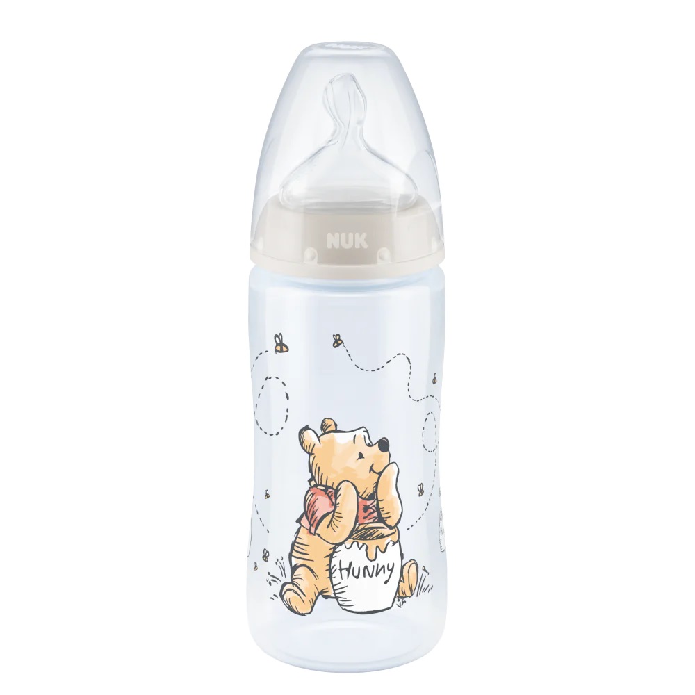 Biberon Nuk First Choice PP 300 ml Control Temperatura Tetina Silicon M 0-6 luni Disney Winnie Gri