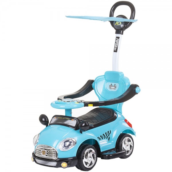 Masinuta de impins Chipolino Super Car blue cu maner si copertina