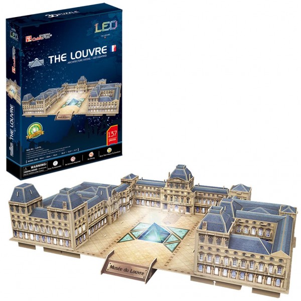 Puzzle 3D Cubic Fun LED Muzeul Louvre 137 piese