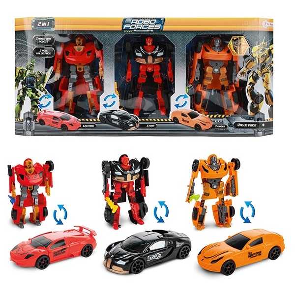 Set 3 Roboti Transformabil in Masini Sport Roboforces Toi-Toys TT30134A