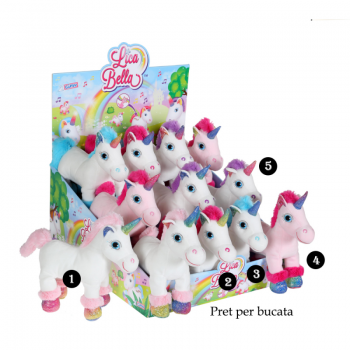 Unicorn alb si roz - jucarie din plus cu sunet 22 cm