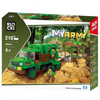 Set cuburi constructie MyArmy Camion militar in jungla, 210 piese, Blocki