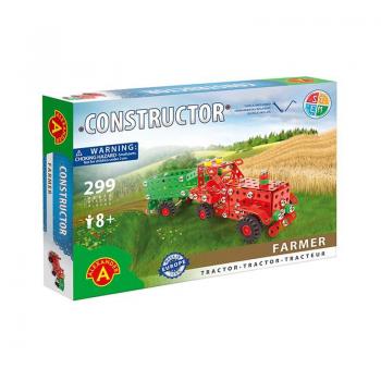 Set constructie 299 piese metalice Constructor Farmer Tractor cu remorca, Alexander