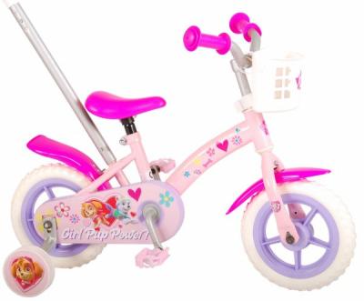 Bicicleta copii Volare Paw Patrol 10 inch cu maner parental si roti ajutatoare