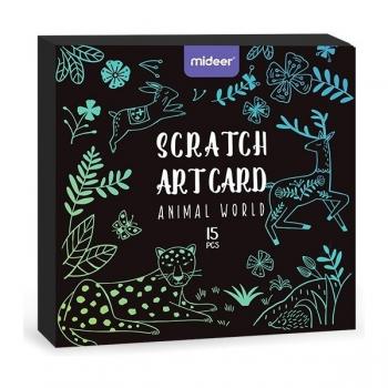 Set Scratch art Animal, 15 piese Mideer MD4083