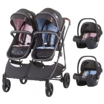 Carucior gemeni Chipolino Duo Smart 3 in 1 blue pink