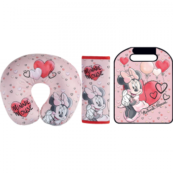 Set calatorie 3 piese, Aparatoare pentru scaun, Perna gat si Protectie centura de siguranta Minnie Hearts Disney CZ3103415