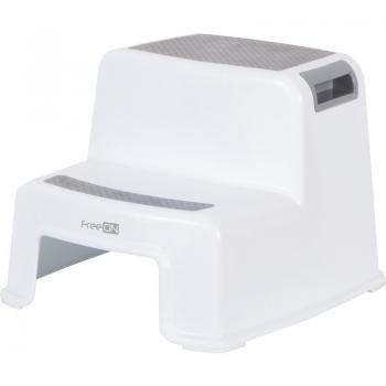 Scaunel Inaltator WC in Doua Trepte, Suprafata antiderapanta, FreeON, White & Grey