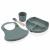 Set diversificare 4 piese din silicon babyjem: bavetica, farfurie, lingurita si pahar (culoare: gri)