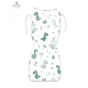 MimiNu - Salteluta pentru carucior, Reversibila, Cu doua fete, Din catifea matlasata si bumbac, Materiale certificate Oeko Tex Standard 100, Dimensiune 78 x 34 cm, Dino Mint/Cold mint