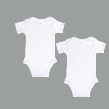 Set 2 body-uri din bumbac albe cu maneca scurta (marime: 3-6 luni)