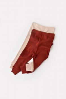 Set 2 pantaloni bebe unisex din bumbac organic si modal - caramiziu/somon, baby cosy (marime: 18-24 luni)