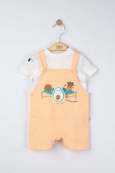 Set salopeta cu tricou de vara pentru bebelusi marathon, tongs baby (culoare: somon, marime: 6-9 luni)