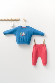 Set 2 piese cu bluzita si pantalonasi de trening monster, tongs baby (culoare: albastru, marime: 9-12 luni)