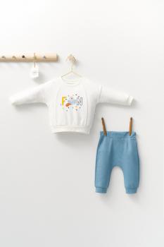 Set 2 piese cu bluzita si pantalonasi de trening monster, tongs baby (culoare: alb, marime: 6-9 luni)