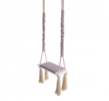 Leagan din lemn si spuma pentru copii woodswing by babysteps, catifea velvet sepia rose